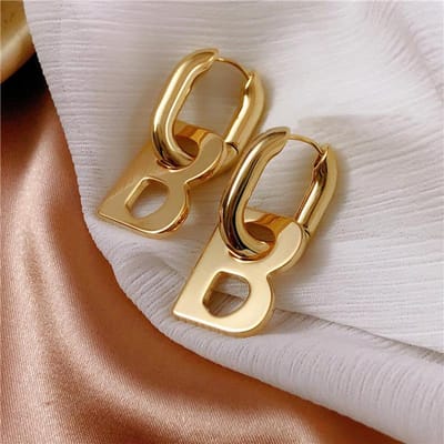 Hoge Kwaliteit Letter B Druppel Oorbellen Voor Vrouwen Mannen Trendy Elegante Koreaanse Minimalistische Gouden Kleur Statement Oorbellen Sieraden gray