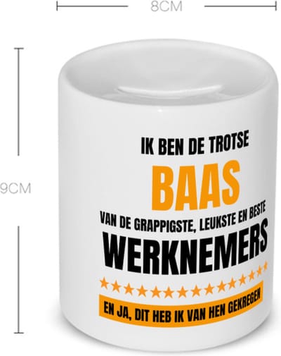 Akyol - trotse baas Spaarpot - Baas - een baas - werk - afscheidscadeau - verjaardagscadeau - kado - gift - 350 ML inhoud