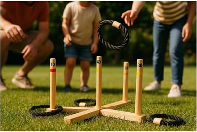 Ringwerpen – Ring gooien - Houten Party Spel – 37×37 cm – Inclusief 5 touwringen – Voor binnen & buiten