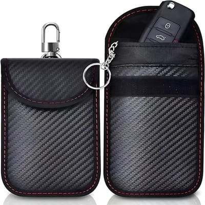 QTTVBTNA -Keyless Go Beschermhoes Auto Sleutel – Set van 2 Faraday Tassen met RFID Blokkering, Signaalblokker Doos voor Autosleutels, Bescherming tegen Diefstal & Ongewenste Toegang