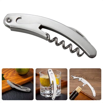 3-in-1 Kelnermes - RVS - Mes - Kurkentrekker - Flesopener - Zakmes - 17 cm