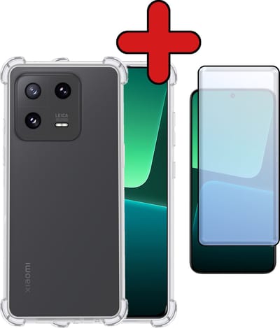 Hoesje - Met Screenprotector - Geschikt voor Xiaomi 13 Pro - Sterk & Shockproof - Back Cover - Siliconen Case - Telefoon Hoes - Shock Proof - Telefoonhoes - Transparant