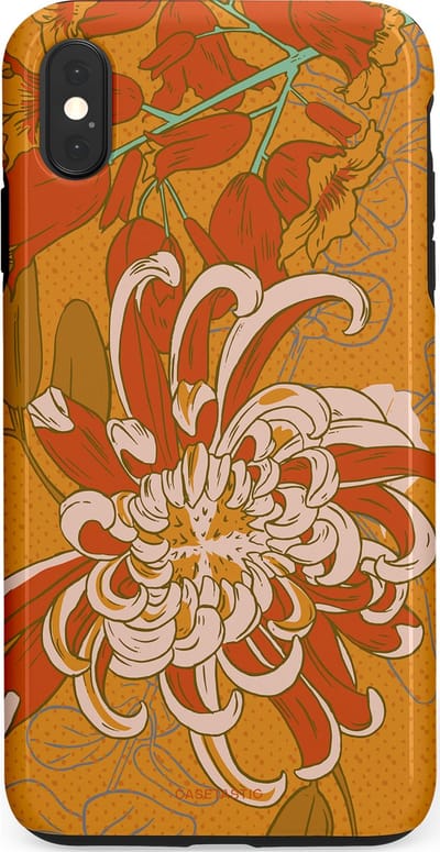 Casetastic hoesje geschikt voor Apple iPhone XS Max - Dubbellaagse bescherming - Bloemige lente - Fashion Case - Okergeel Terracotta Beige