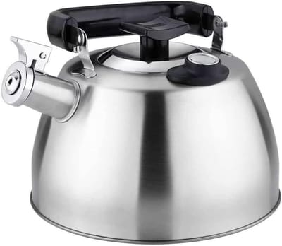 Fluitketel met thermometer - Waterkoker theepot - Thuis koken - Hoorbaar fluitje - 35 Liter - Zilver