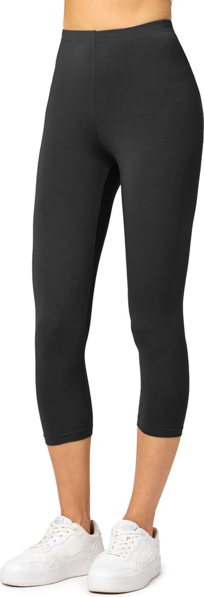 Merry Style MS-MS10-144-LE Dames Capri Leggings - Sport - Vrijetijdsbroek - 3/4 Lengte - Viscose - Sporbroek - Yogabroek - Zwart - XS