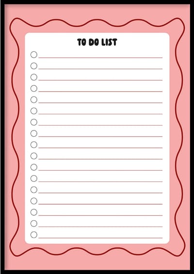 Poster To do list pink - 30x40 cm - Planner Poster - WALLLL - Exclusief lijst - Professioneel fotopapier