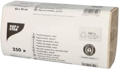 Papieren Handdoeken - Keukenpapier Vellen - Hygiënisch Afdrogen - Zelfuitvouwende V-vouw - 23x25 cm - Natuur