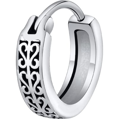 Vnox Etnische Hoop Huggie Oorbellen voor Mannen Jongens, Anti-Allergisch Roestvrij Staal Rock Punk Ronde Oorbel Cadeaus voor Vriend BFF white