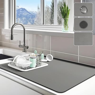 Dailygoods- Afwasmat Sneldrogend - Afdruipmat - Antislip - Diatomeeënaarde - Rubber - 40x50cm