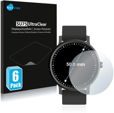 Savvies - Screenprotector voor Horloges (Rond, ø: 50 mm) - Folie Beschermfolie transparant 6 Stuks