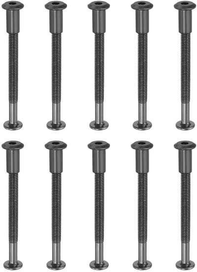 Chicago Hex Head Screws M6x70mm - 10 Sets Binding Screws - Hex Socket met Moer voor Meubel Reparatie en Foto Album Lederen Strap Zwart