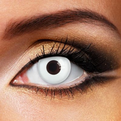 Partylens® witte kleurlenzen - White Out - zachte jaarlenzen met lenshouder - Halloween - Cosplay