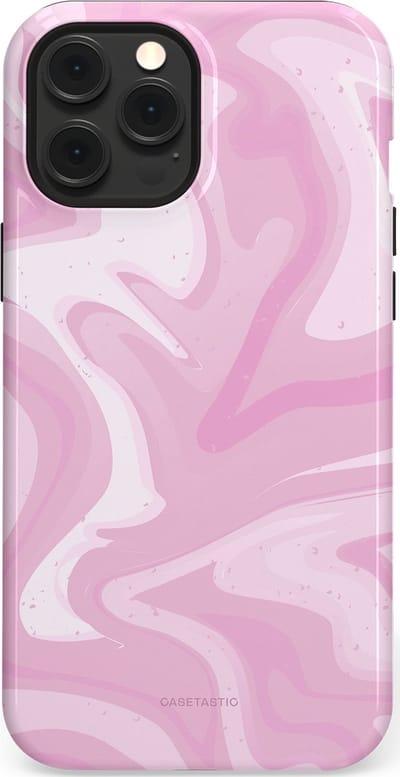 Casetastic hoesje geschikt voor Apple iPhone 12 Pro Max - MagSafe - Dubbellaagse bescherming - Zoet Roze Marmer - Fashion Case - Lichtroze Wit