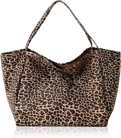 Schoudertas voor Dames, Grote Shopper met Luipaardpatroon, Ideaal voor Dagelijks Gebruik, Kantoor, Winkelen en Reizen - 41 x 22 x 37 cm