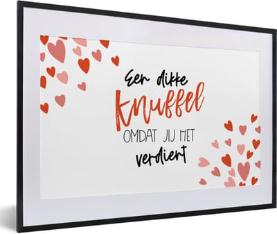 Fotolijst incl. Poster - Beterschap - Spreuken - Knuffel - 60x40 cm - Posterlijst