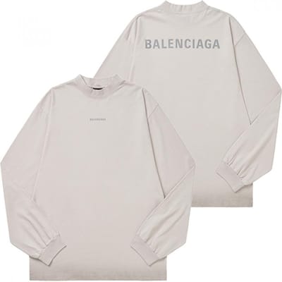 Balenciaga 744449 Tqvn1 9016 Heren Lange Mouwen T-shirt met Logo Print op de Rug 744449 TQVN1 9016 (L) gray