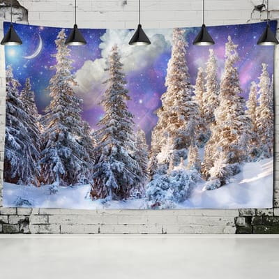Sneeuwberg Natuurlijk Landschap Wandkleed Muurhanger Rivier Hippie Matras Bohemien Slaapkamer Woonkamer Huisdecoratie 95x70CM