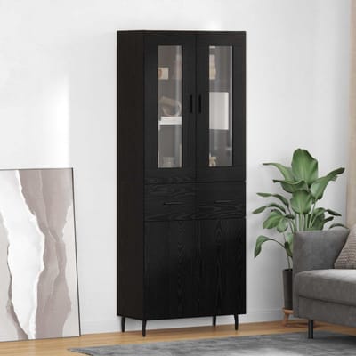 vidaXL - Highboard - 2 - st - Zwart - Eiken - 69,5 - x - 34 - x - 180 - cm - Bewerkt - hout