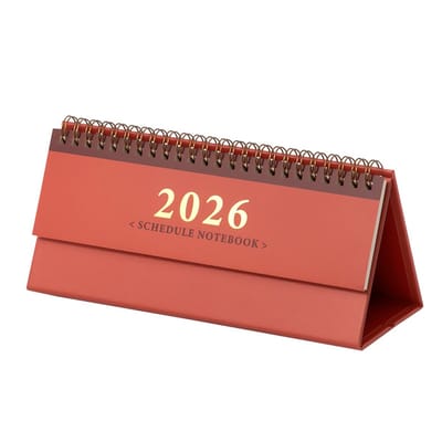 Bureaukalender 2026 - Mini-bureaukalender - Oktober 2025 - December 2026 - Horizontale bureaukalender - Mini-bureaukalender - Creatieve kantoordecoratie - Dubbeldraads gebonden - Geschikt voor thuis - Kantoor en school - Karmozijnrood