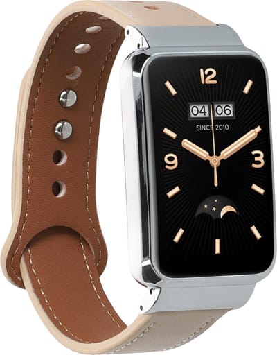 kwmobile lederen horlogebandje geschikt voor Xiaomi Mi Band 7 Pro polsband - Echt leren smartwatch bandje - Activity tracker horloge band in beige / bruin