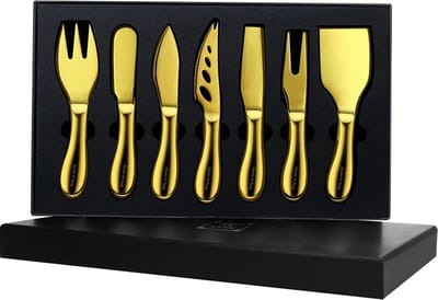 House of Husk Gouden Kaasmessen Set - Kaasmesjes Roestvrijstaal - 7 Delig inclusief Geschenkverpakking