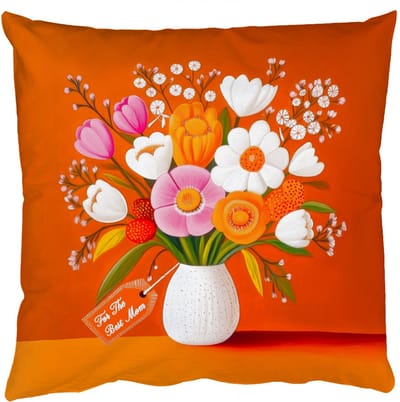 Sierkussens - Kussentjes Woonkamer - 50x50 cm - Vaas - Bloemen - Oranje