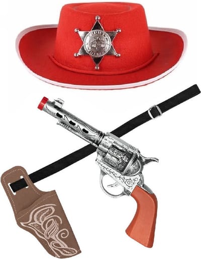 Verkleed cowboy hoed/holster met een revolver voor kinderen - carnaval