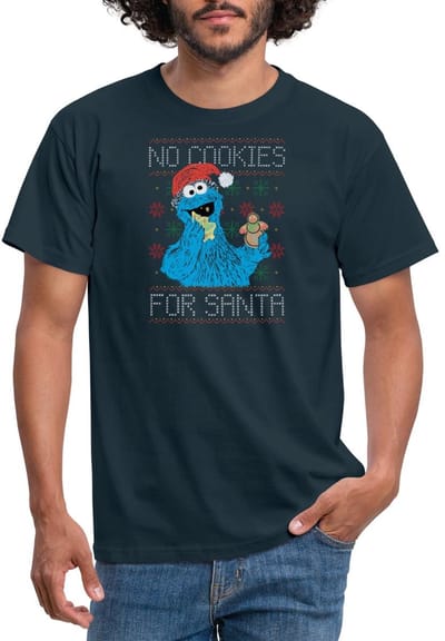 Sesamstraat Ugly Christmas | Geen Koekjes Voor Santa T-Shirt Heren
