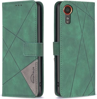 BINFEN Hoesje - Geschikt voor Samsung Galaxy Xcover 7 Hoesje - BINFEN Geometric Book Case - Groen