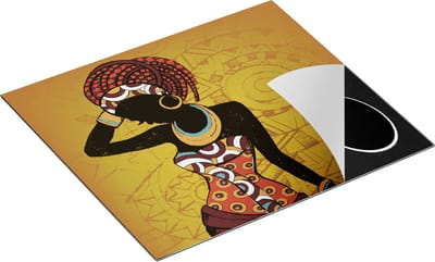 Chefcare Inductie Beschermer Getekende Afrikaanse Vrouw - Abstract - 60x50 cm - Afdekplaat Inductie - Kookplaat Beschermer - Inductie Mat