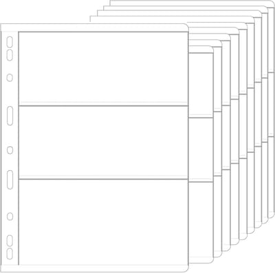10 Coin Sheets voor Verzamelalbums, Perfect voor Muntverzameling en Documenten, Set van 10 (3 Pockets)