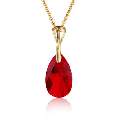 Montebello Ketting Pia DG570H - Swarovski Druppel - 925 Zilver Verguld - 16mm - 50cm
