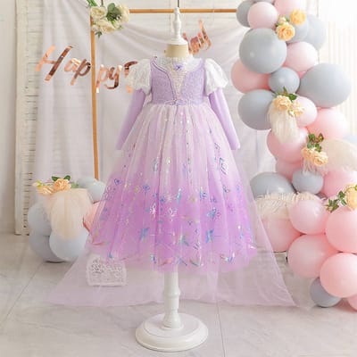 Prinsessendroom - Deluxe prinsessenjurk met sleep - 92/98 (2/3 jaar) - Prinsessenjurk - Verkleed kleding - Feestjurk