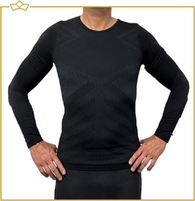 ATTREZZO® Thermoshirt – Zwart - maat L – Premium - Warm & Ademend – Winter Thermo Onderkleding