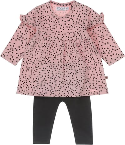 Dirkje-Girls 2 pce babysuit ls-Dusty Pink - Maat 80