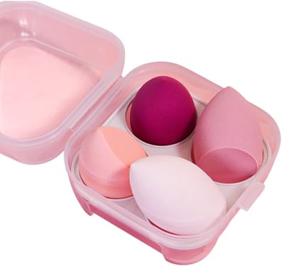 4-delig Make-up Sponzen Set - Latexvrije Beauty Blender voor Foundation en Concealer - Nat en Droog Gebruik - Met Opbergetui