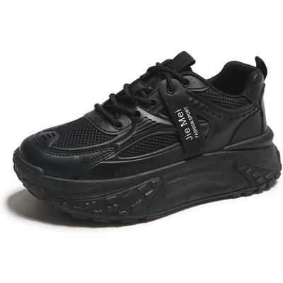 Papa Schoenen Kinderen Herfst Nieuw Ins Trendy Dikke Zool Verhogend Veelzijdig Sport en Vrije Tijd Enkele Schoenen 40 zwart