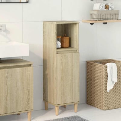 vidaXL - Badkamerkast - 30x30x100 - cm - bewerkt - hout - sonoma - eikenkleurig