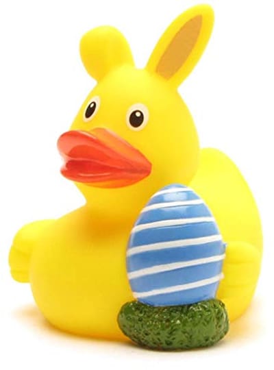 Pasen Badeente Set met Sleutelhanger - 7,5 cm - Piepende Eendje