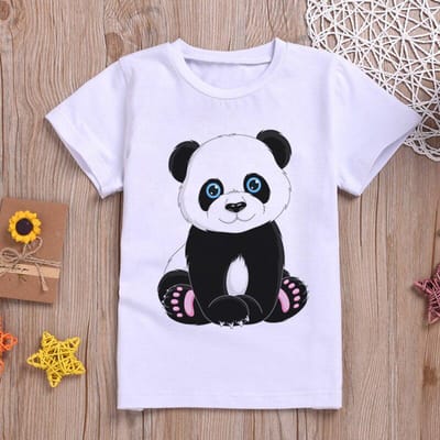 Panda Geschilderd Print T-shirt Enfant Leuke Kung Fu Panda Meisjes T-shirts Casual Harajuku Cartoon 120 wit