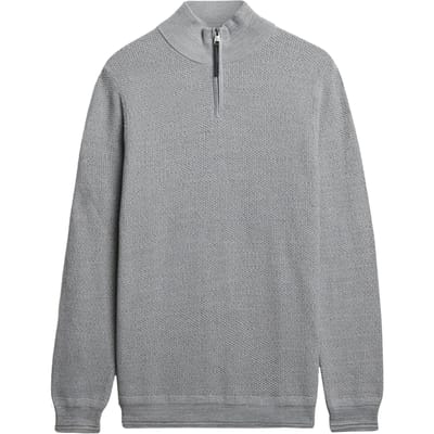 Superdry Katoenen Trui met Halve Rits en Textuur Light Grey Grootte: L