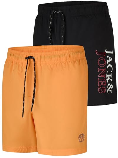 Jack & Jones Heren Short JPSTMAUI Swim Mix 2 Pack regular fit Oranje S Volwassenen Zwemshort / Zwembroek