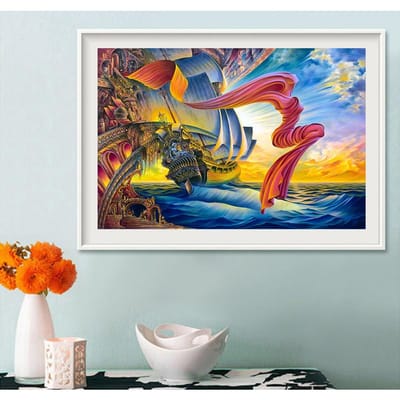 Diamantborduurpatronen Varen Rond 5D Diamantschilderij Woonkamer Woondecoratie Handwerk 20X30CM blue