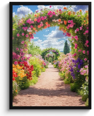 Poster in lijst - Fotolijst 50x70 cm - Posters - Doorkijk - Bloemen - Kleurrijk - Natuur - Posterlijst zwart - Decoratie - Wanddecoratie woonkamer - Muurdecoratie slaapkamer