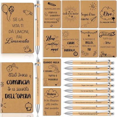 Solidchoice - Dailygoody - Motiverende cadeaus - Notitieboeken en pennen - 12 stuks - Mini-dagboek - Kerstmis en Thanksgiving - Cadeaus voor kantoor en school