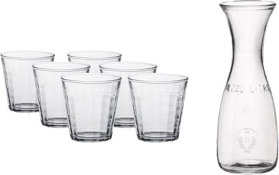 Glazen karaf van 0.5 liter met 6x stuks drinkglazen/waterglazen 220 ml