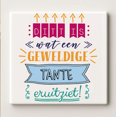 Dit Is Wat Een Geweldige Tante Eruit Ziet Decoratieve Tegel – Kleurrijke Familie Tekst Wanddecoratie – Keramische Tegel 15 × 15 cm