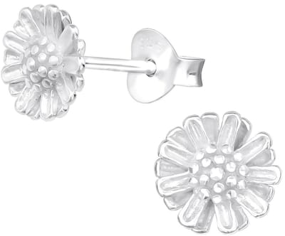 Joy|S - Zilveren bloem oorbellen - 7 mm - oorknoppen