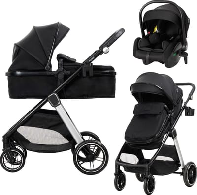 Lorelli Aspen Black 3-in-1 Combi Kinderwagen incl. i-Size Autostoel