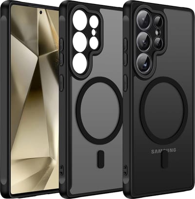 Casemania Hoesje Geschikt voor Samsung Galaxy S23 Ultra - Zwart - Matte Armor Back Cover - Geschikt voor MagSafe